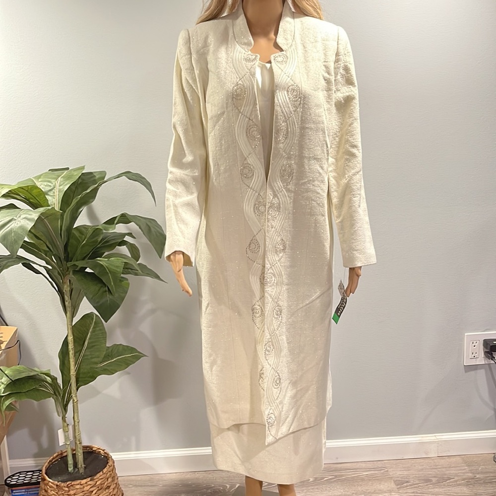 Vintage Moshita Couture off white suit 3 pieces size 10